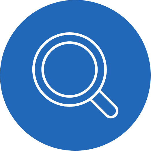 magnifying glass icon with the blue background